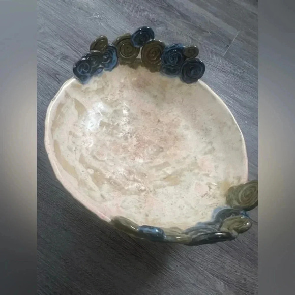 handmade Other - Decorative Pottery Coil Swirl Bowl Basket Signed Emily